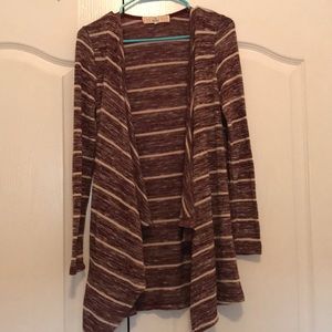 Long Sleeve maroon and white striped cardigan
